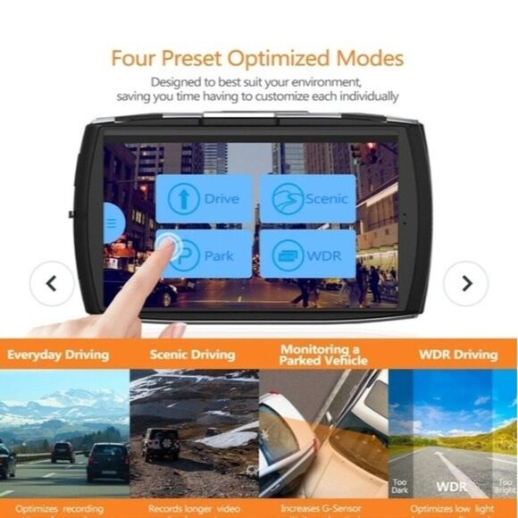 T4 4.0" Touch Screen Dual Dash Cam FHD 1080P 32GB Card Included - Picture 9 of 16